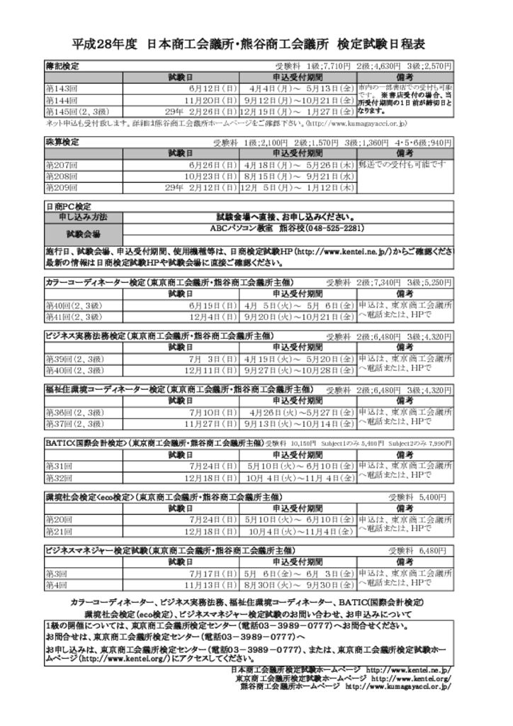 検定試験 熊谷商工会議所